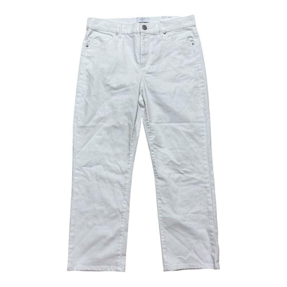 LOFT Women 8 Petite White Straight Crop Jeans Pants NWT Stretch
